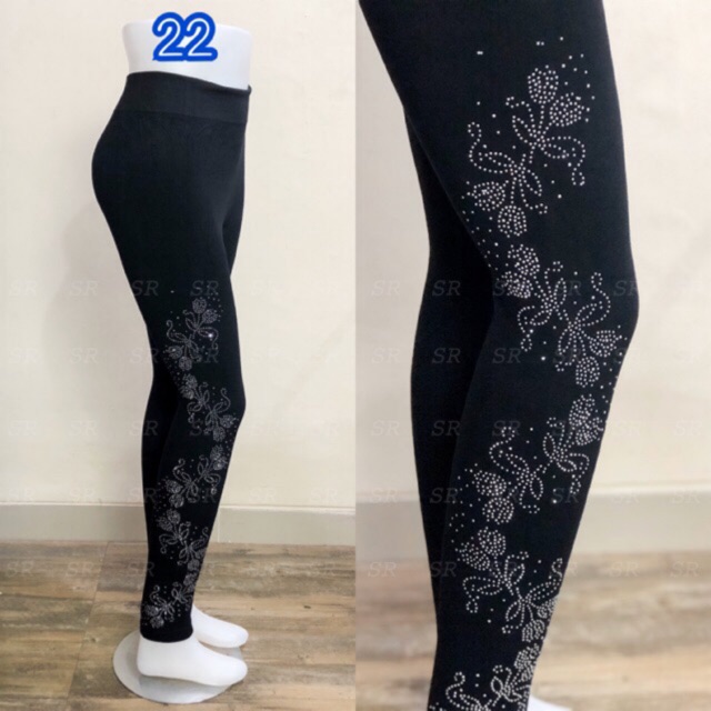 Legging Import Wanita Aplikasi Motek Swarovski Bling Premium