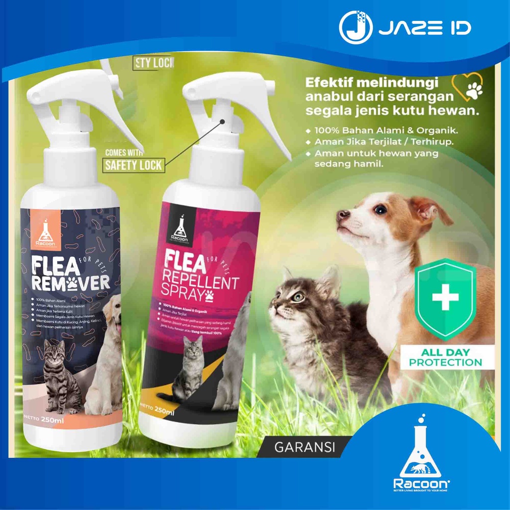 RACOON Paket Spray Anti Kutu Hewan Anjing Kucing Flea Repellent Obat