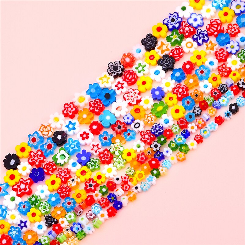 4-9mm Lampwork Glass Beads Lovely Flower shape Loose Beads Multi-Colors For Jewelry Bracelet Necklace Earring Ring Making