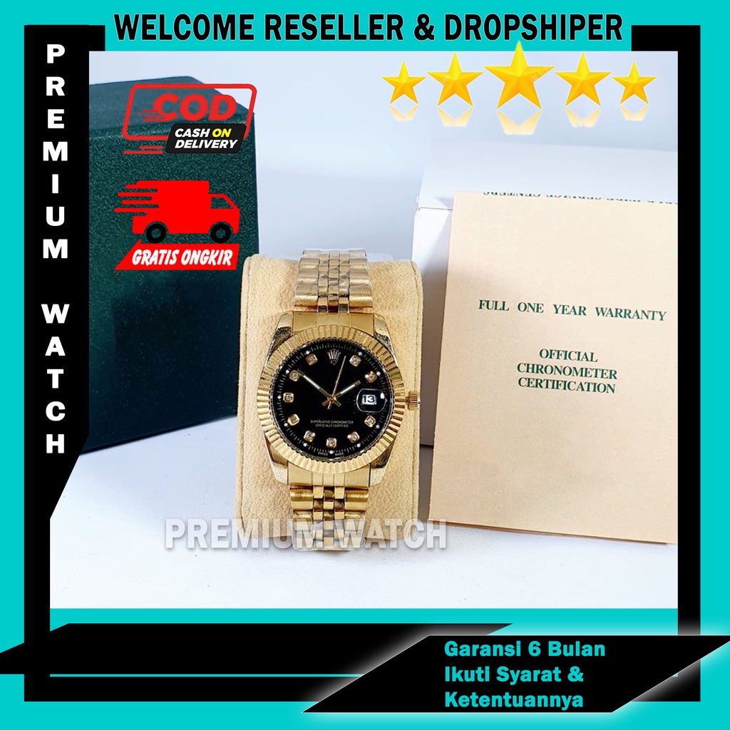 Rolex Datejust - Grosiran Jam Tangan ROLEX Wanita D18 - 9100 Analog Tali Rantai Tanggal Aktif Original / Garansi 6 Bulan Free Box Exclusive Kartu Garansi &amp; Baterai Cadangan (BISACOD)