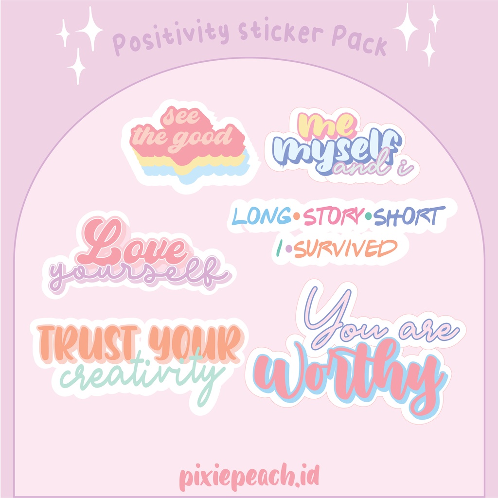 

Sticker tumbl aesthetic positivity pack | Jurnal bujo phone case laptop dan lain – lain
