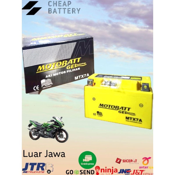 Aki motor ninja 250 fi motobatt mtx7a kering gel