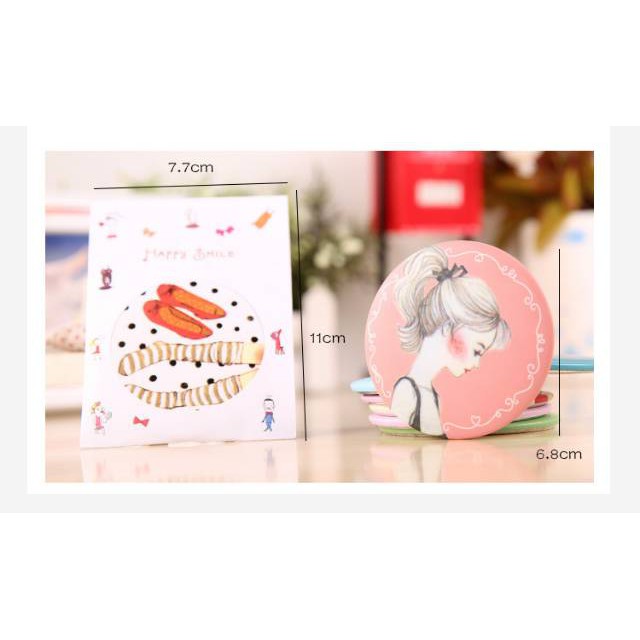 Cermin Kaca Bulat Kecil Dandan Rias Motif Kartun Lucu Murah Make Up Kosmetik Cosmetic-5