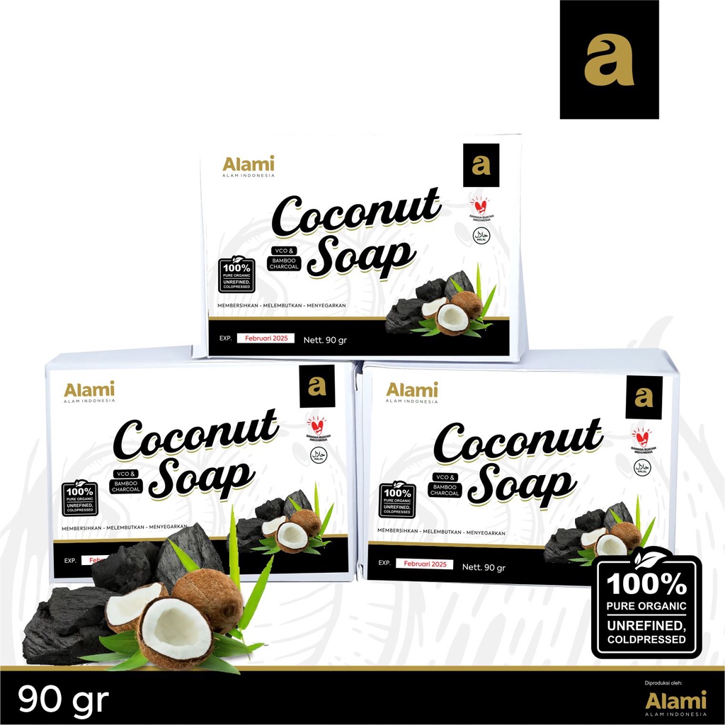 VCO SOAP Sabun Vco 90 gr Organic Plus arang Bamboo Charcoal | ALAMI Alam Indonesia