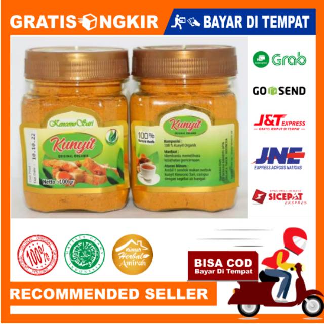 Kunyit Bubuk Asli Organik Kencono Sari Asli Original 100 gr | Kunyit bubuk murni