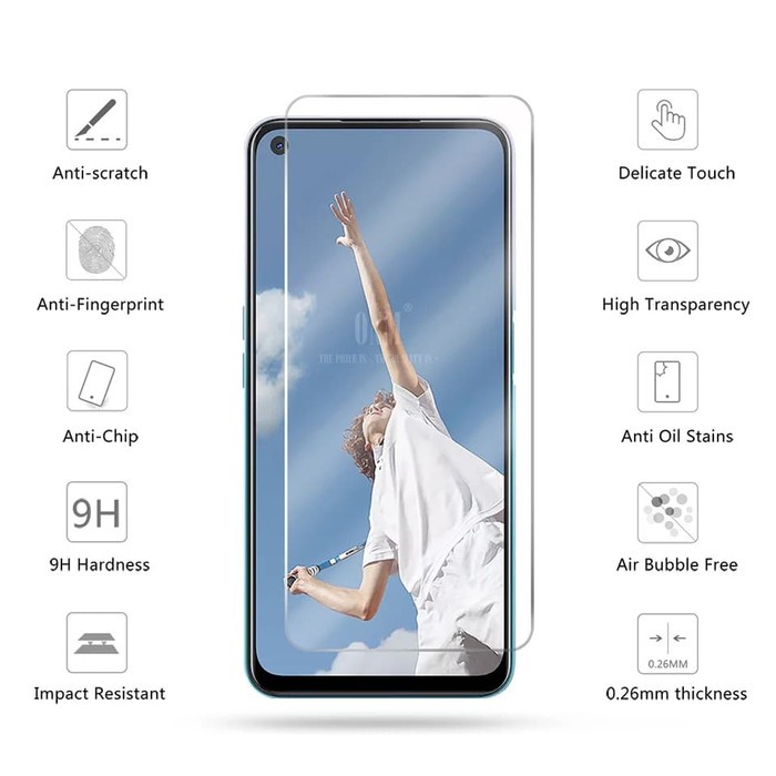 Tempered Glass Oppo A95 Reno 3 3F A52 A53 A54 A74 A33 A92 A91 Screenguard Antigores Kaca Temperglass