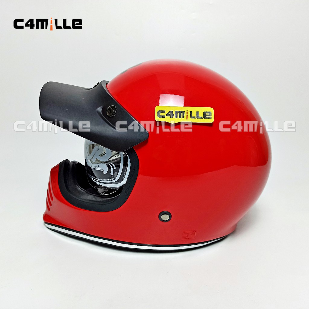 HELM JPX SIGNATURE JP RETRO SOLID RED FERARI GLOSS BLACK FULL FACE