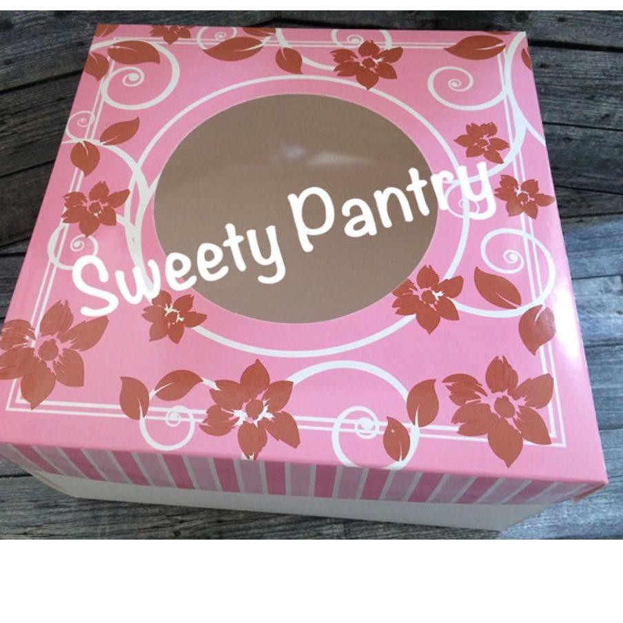 

➯ Dus kue / box Kue / Kemasan Kue/Packaging Kue Brown Flower 28x28x12cm ➤