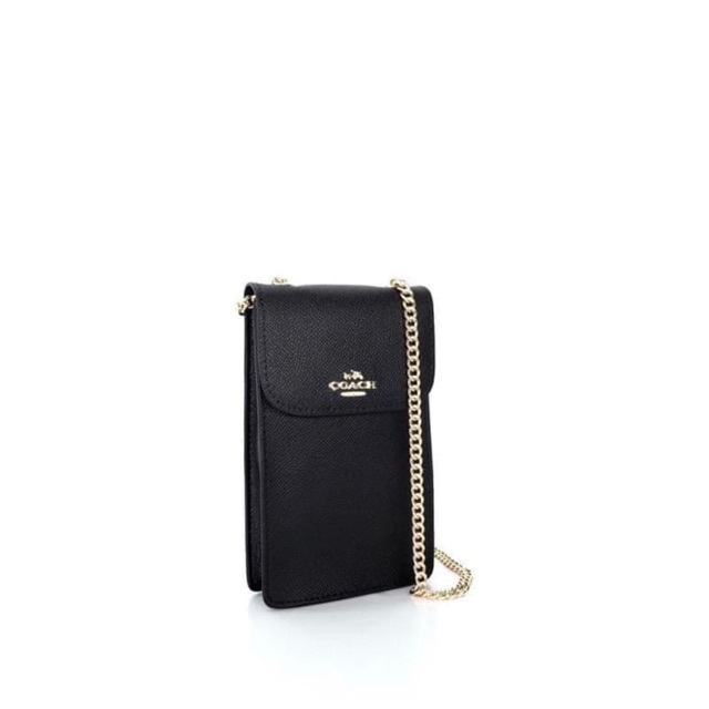 Coach north / south phone crossbody in crossgrain leather