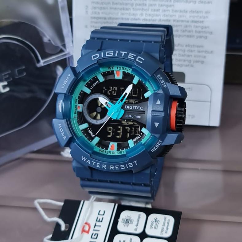 JAM TANGAN DIGITEC PRIA ORIGINAL DA 2080 WR 10 BAR/ JAM TANGAN SPORT PRIA DUALTIME DIGITEC DA 2080 ANTI AIR