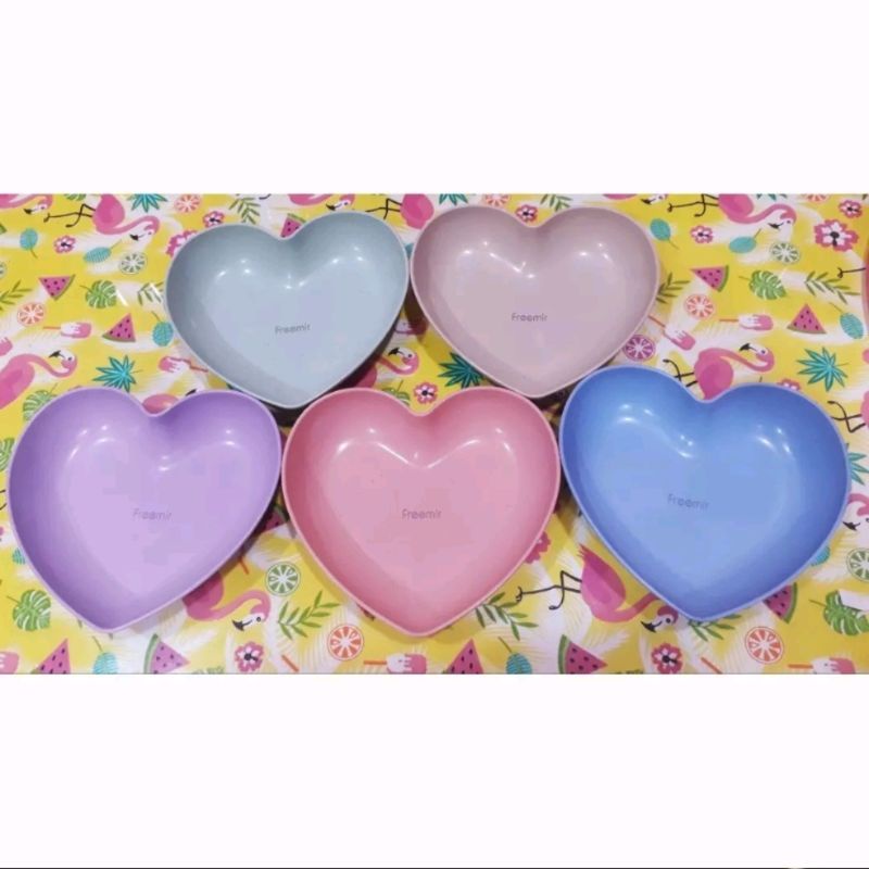 Heart Plate set plus Holder / Piring Love Piring Makan Bentuk Hati Shabby Chic Pink Ungu Biru Cream 