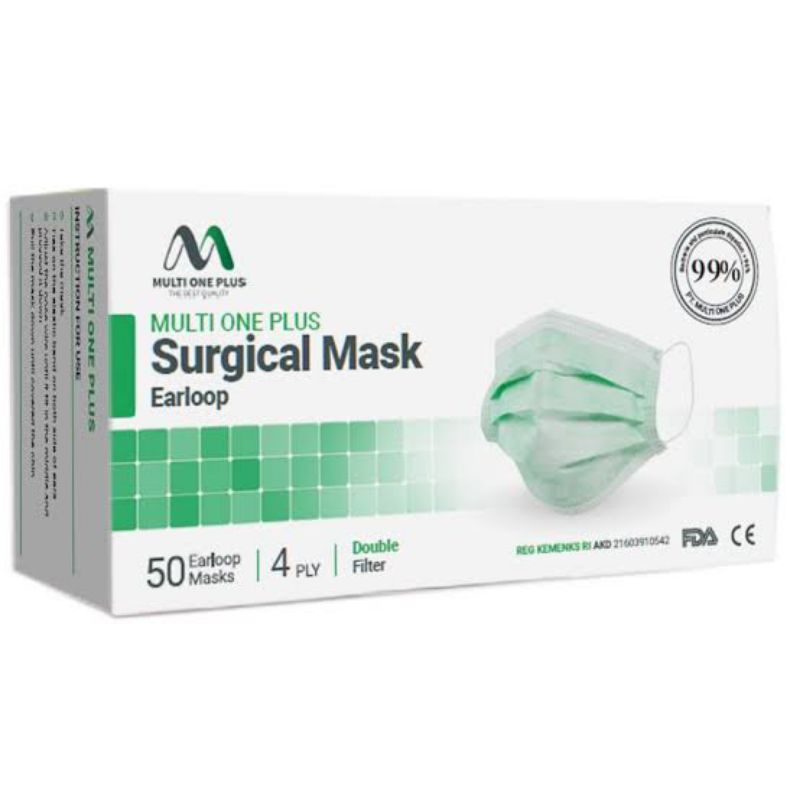 Masker ear loop 4 ply Multi one plus isi 50 pcs / surgical mask