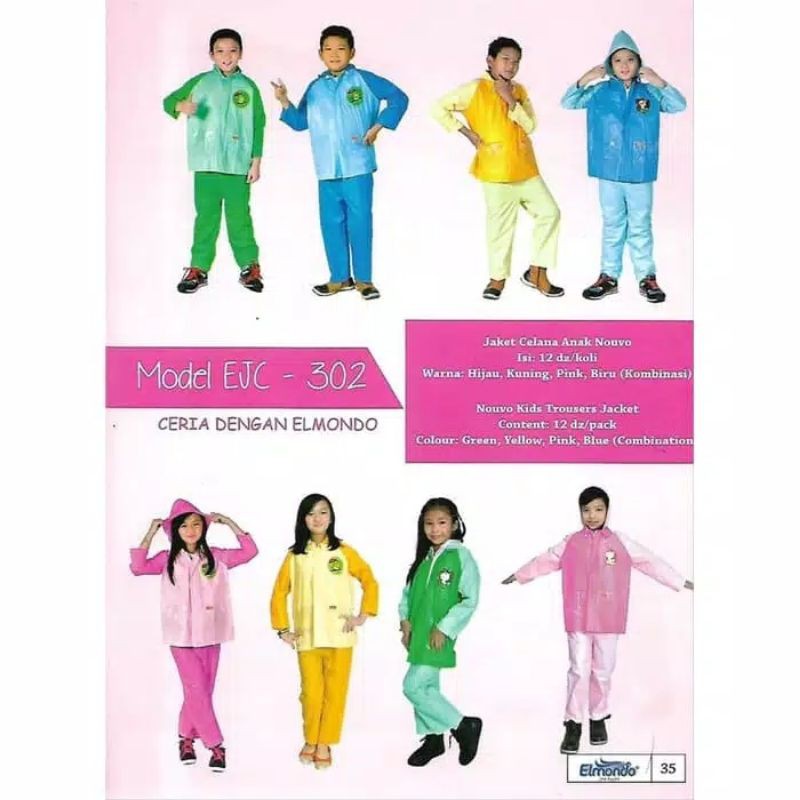 Jas Hujan Jaket Celana Anak ELMONDO NUOVO 302 Setelan Anak Merk Elmondo
