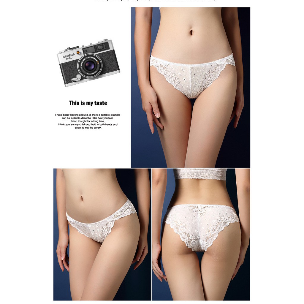 Celana Dalam Wanita Sexy Low Waist G String Renda Pakaian Dalam C123