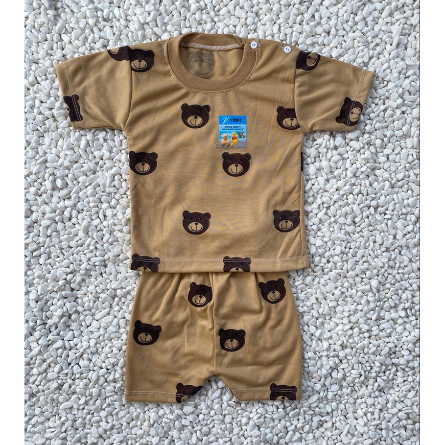 Setelan baju bayi laki laki lengan pendek 3-18 bulan motif beruang