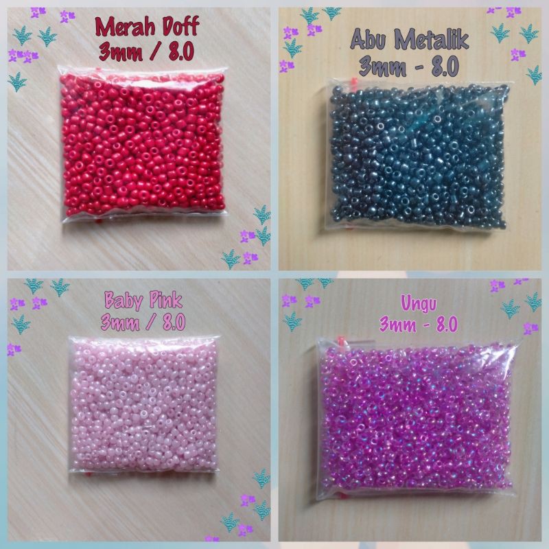 Manik Mote  Payet Pasir Doff Ukuran  8/0 - 3mm isi 10gram