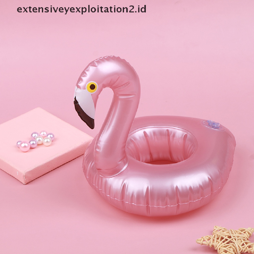 (Hotter) Tempat Kaleng Minuman Tiup Flamingo Mini Kolam Renang Floating Cup Holder