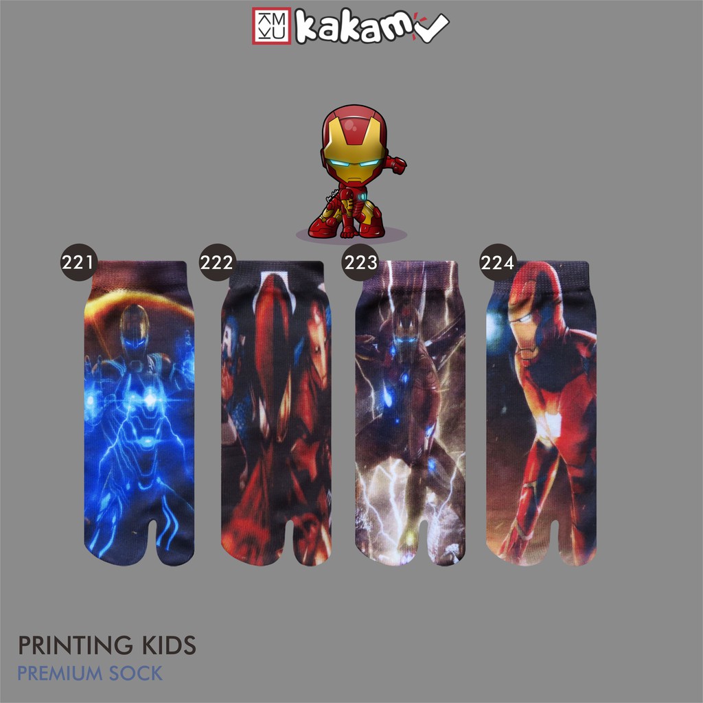 Kakamu Kaos Kaki Jempol Anak Printing Karakter Iron Man, Superhero, Batman, Spiderman 12