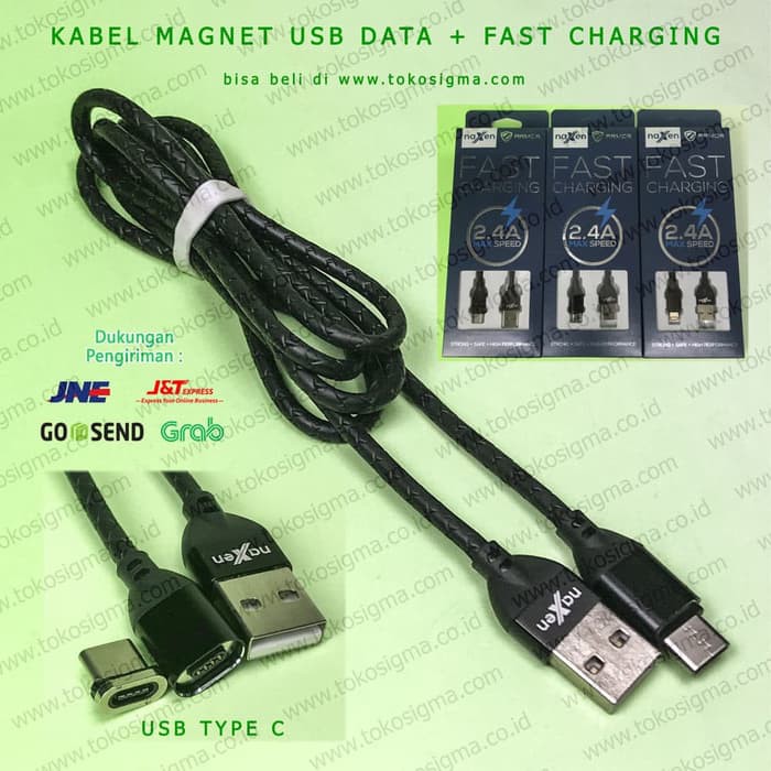 KABEL MAGNET dan kepala MAGNET TYPE C NAXEN FAST CHARGING DATA 2.4A