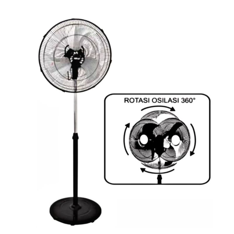 S/F STAND FAN INDUSTRIAL SEKAI ORBIT  / Kipas Angin Berdiri SEKAI Warna Hitam Besi + Pemberat