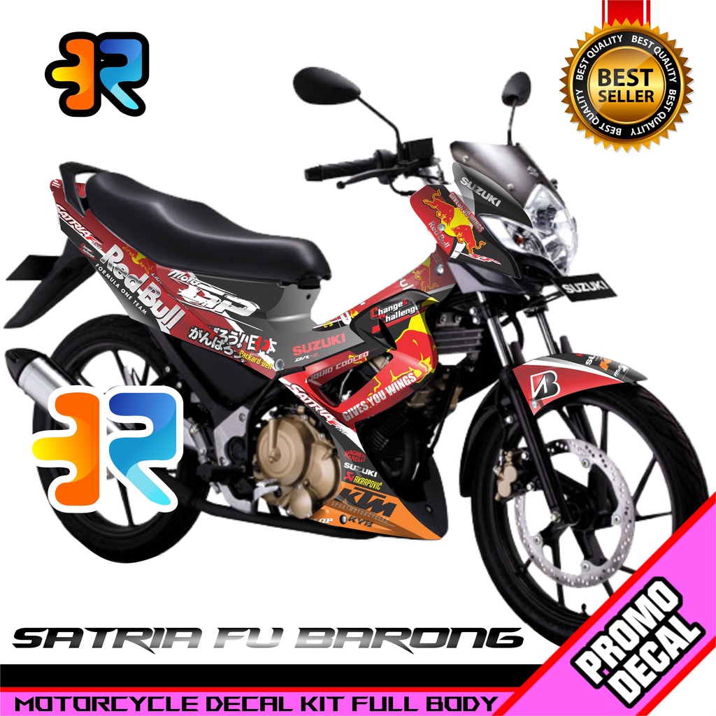 Decal Motor Satria FU Barong Desain Red Bull Racing Sticker Decal Full Body