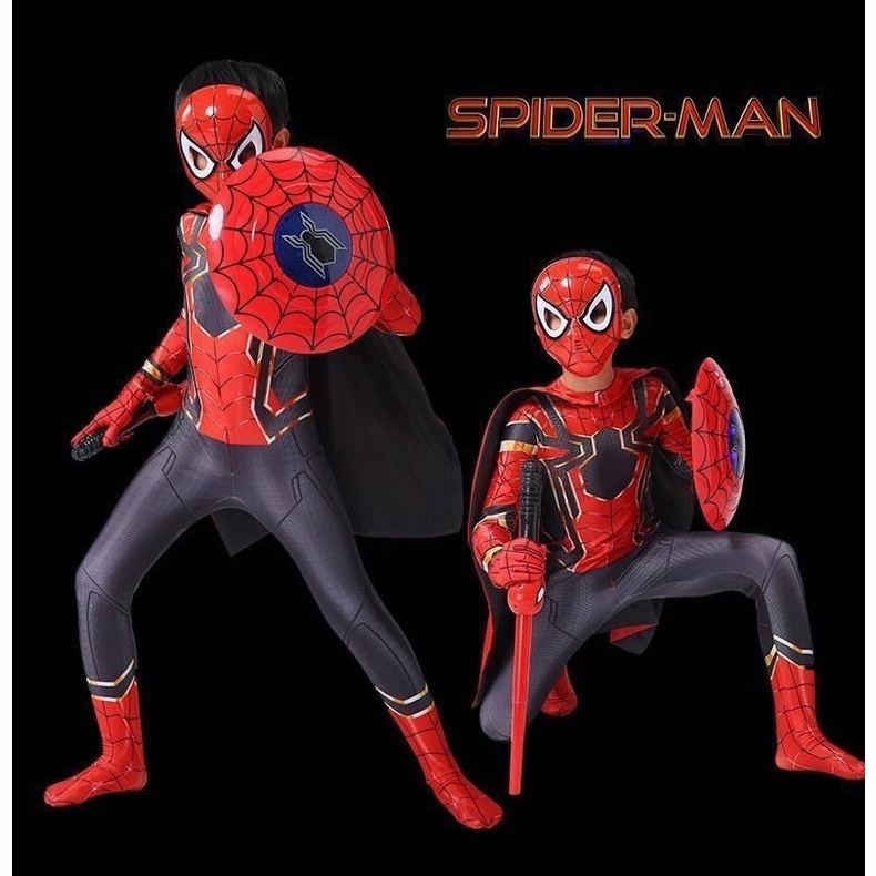 KOSTUM ANAK SPIDERMAN Baju Cosplay SUPERHERO Jumpsuit + Topeng