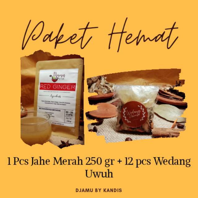 

PAKET HEMAT JAHE MERAH 250GR + 12 PCS WEDANG UWUH REMPAH KOMPLIT