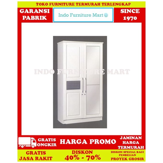 Lemari Pakaian Minimalis BajuSucitra Putih 2 Pintu Lp 8521 Bellamy