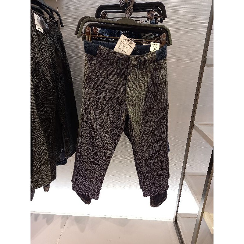 ZARA ORI SALE Celana Chino Anak Bahan Katun Katun Garis Polos Motif Ankle Pants Long Straight