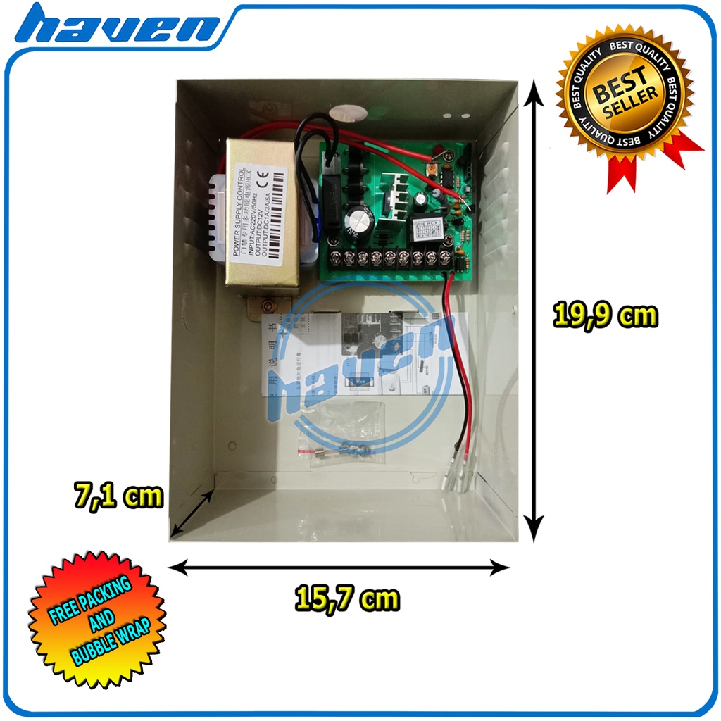 Power Supply Access Control Box 12V 5A + Tempat Beterai Aki / UPS