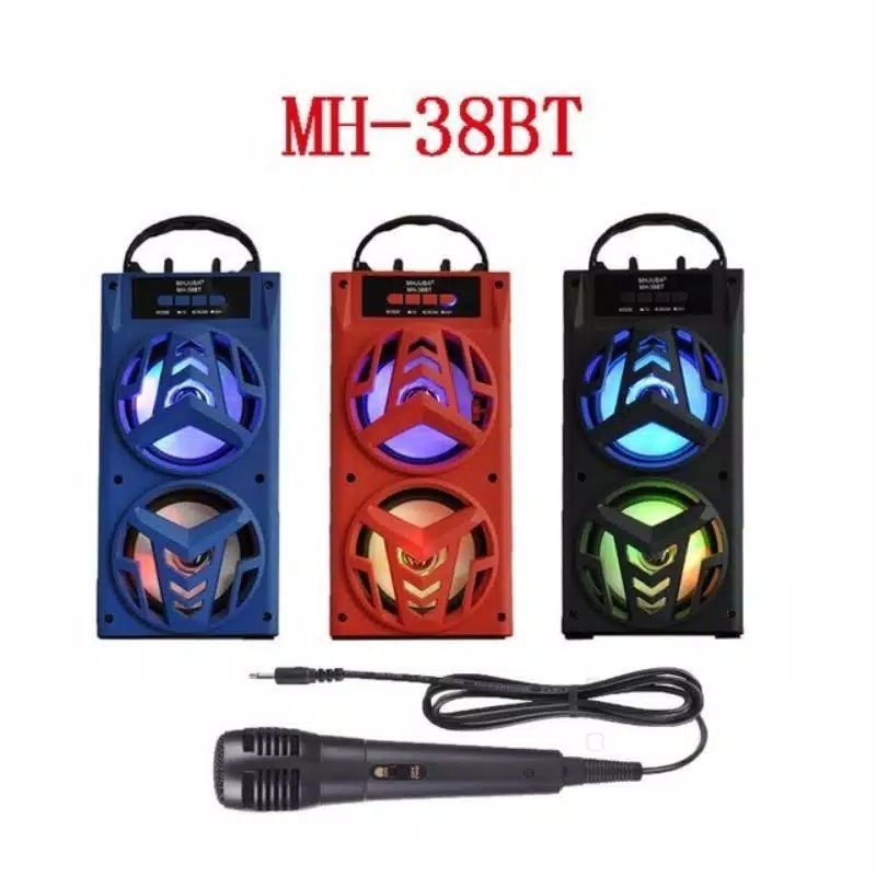 Promo Terbaru!!! Speaker Karaoke Bluetooth Portable USB MH 38 BT / F 2021| MH 36 / F 2022 Gratis Microphone Extra Bass OriginalBerkualitas