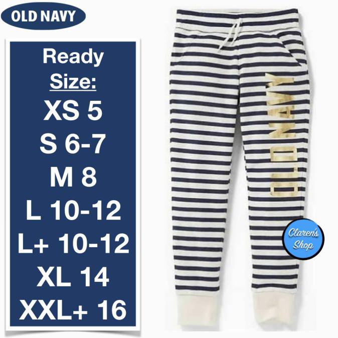DISKON Old Navy Jogger Sweatpant Anak White Black StripeLogo Branded Original - XS 5