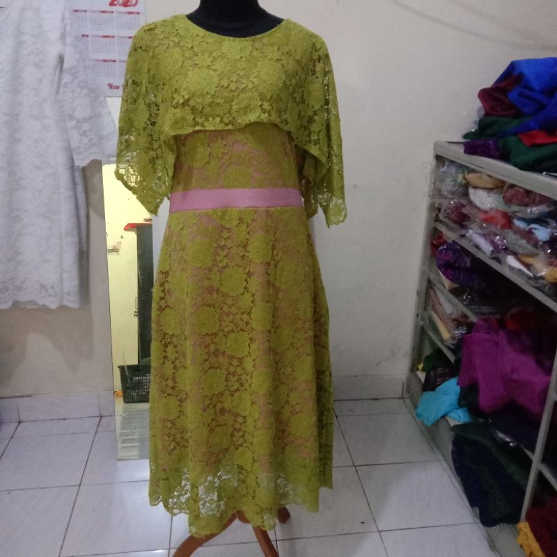 dress scuba kombinasi brokat