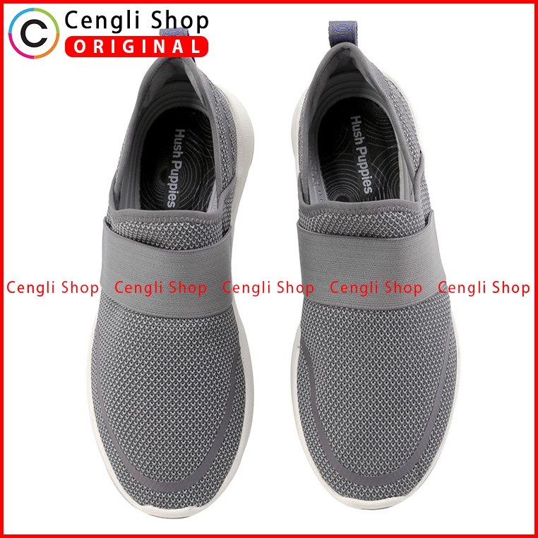 SEPATU HUSH PUPPIES PRIA ORIGINAL TERBARU SLIP ON CASUAL ORI ABU HM004