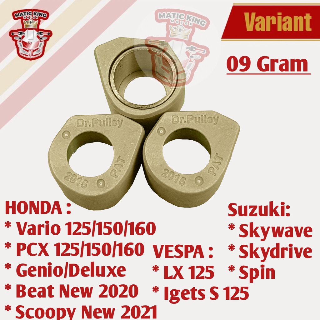 Sliding Roller Vespa IGET S LX 125 cc DR PULLEY 09 gr 10 11 12 13 14 15 16 17 18 19 / 3 Butir