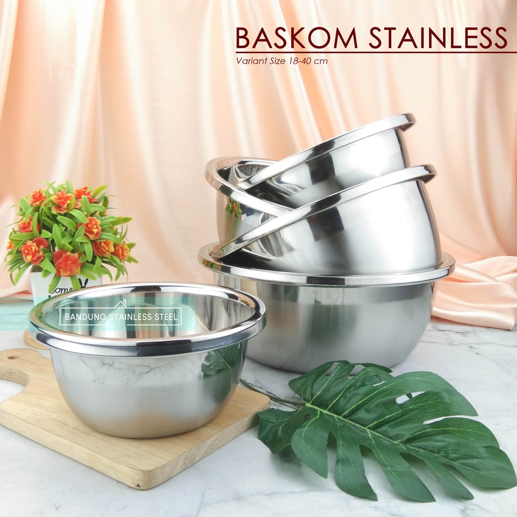 Baskom 36cm tinggi tebal Multi fungsi stainless steel murah wadah