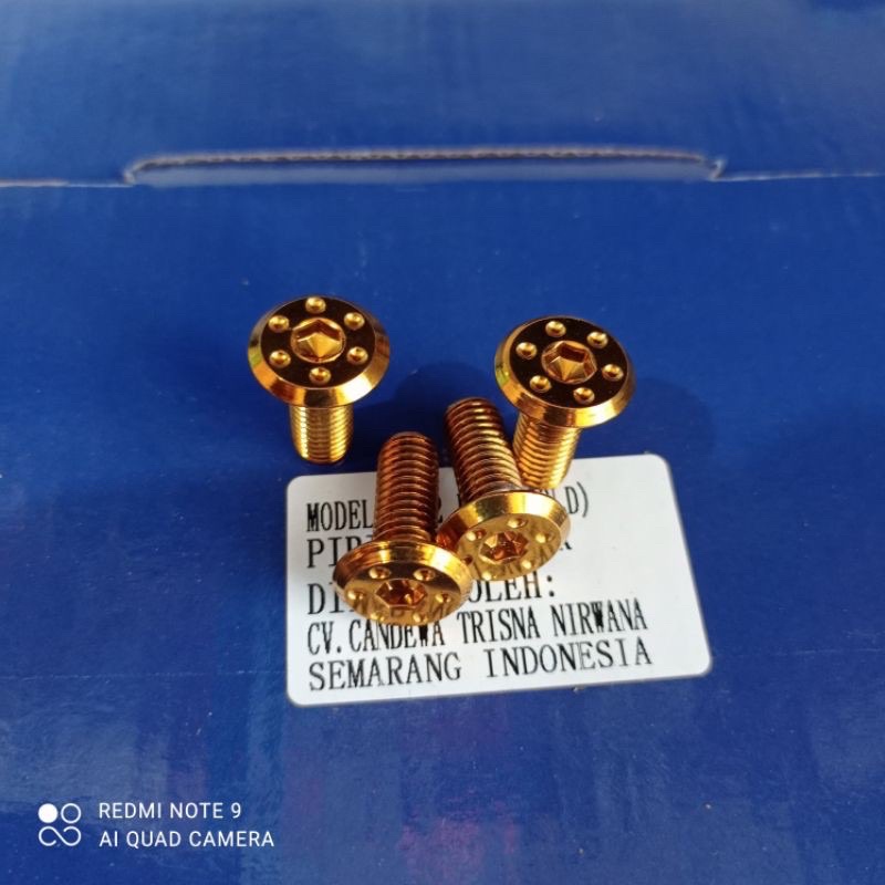 BAUT PROBOLT PIRINGAN DISC CAKRAM 1 SET 4 PCS MODEL BINTIK STAINLESS ANTI KARAT IMPORT ORIGINAL THAILAND