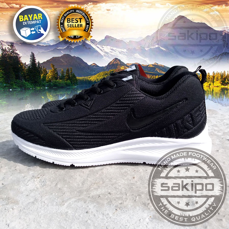 PROMO 8.8 !! SEPATU SEKOLAH HITAM SOL PUTIH RINGAN DIPAKAI / SEPATU SEKOLAH HITAM BERTALI / SEPATU SNEAKERS HANGOUT KERJA SENAM OLAHRAGA AEROBIK / SAKIPO