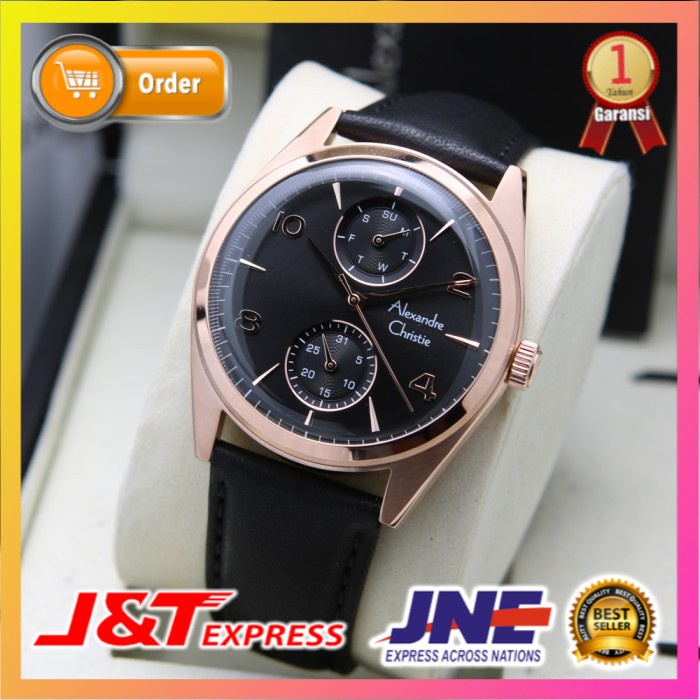 JAM TANGAN ALEXANDRE CHRISTIE ALEXANDER CHRISTIE PRIA COWOK ORIGINAL ORI AC 6579 ROSEGOLD BLACK