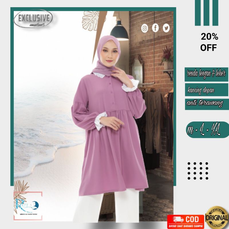 tunik remaja terbaru busui friendly tunik cantik lengan renda atasan wanita MANDA