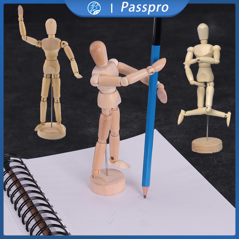 Manekin Kayu Full Body Wooden Manikin / Action Figure Manekin - 4.5/8Inci