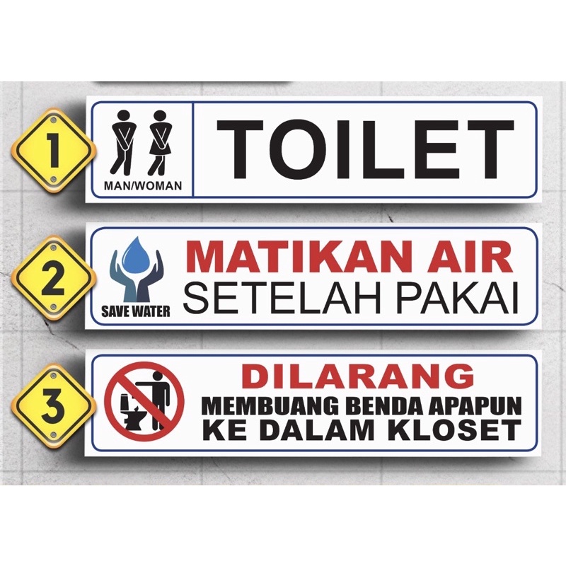 Sign petunjuk Toilet dan peraturan toilet Akrilik 2mm