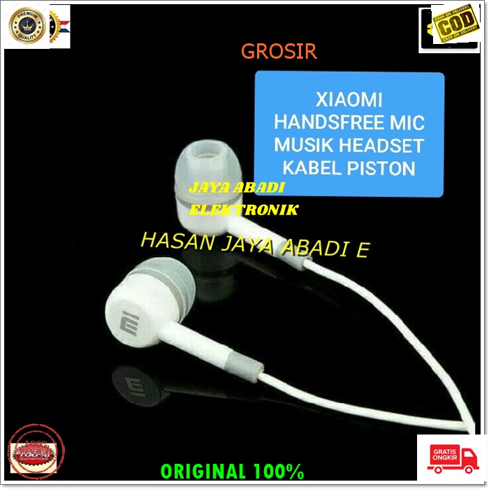 J169 XIAOMI PISTON IN EAR KARET HANDSFREE STEREO SUPER BASS HANDSFREE HEADPHONE EARPHONE MUSIC VOKAL AUDIO SOUND EARPOD KARAOKE SMULE TEPON MUSIK DLL UNIVERSAL BISA KE SEGALA JENIS HANDPHONE PC LAPTOP DLL BISA MUSIK DAN NELPON SUARA JERNIH TIDAK BERISIK