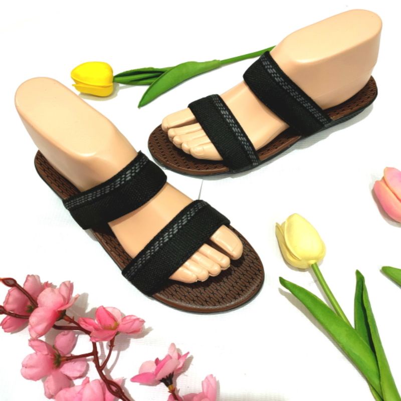 Sandal wanita murah ban 2 batik dan renda Felonie MRK  02 turki rajut