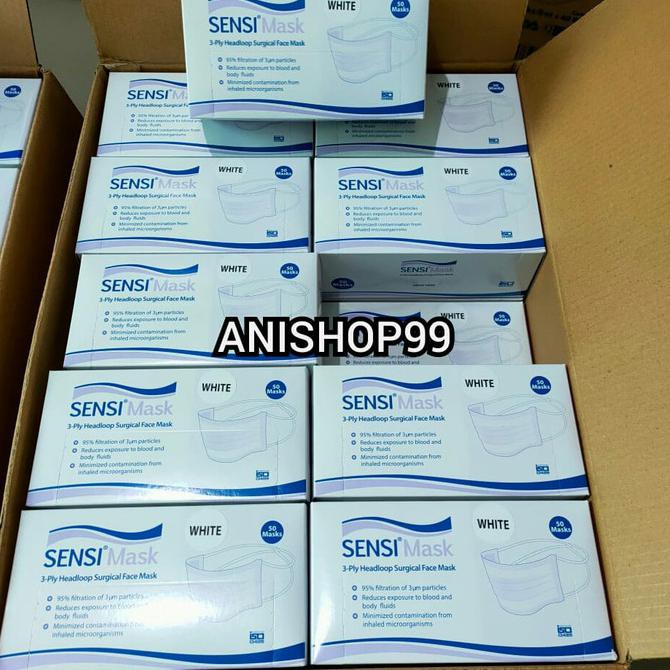 BARU Masker sensi isi 50 HEADLOOP warna putih