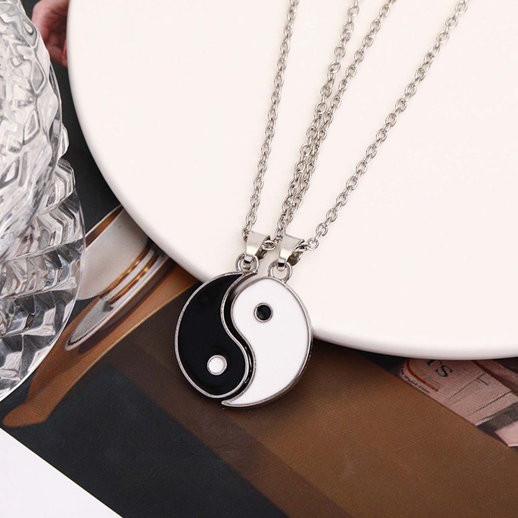 Hu Hu Hu Hu Hu Alat Bantu Pasang Kacamata♡ 2pcs / Set Kalung Rantai Liontin Tai Chi Bahan Stainless Steel Untuk Hadiah Pasangan