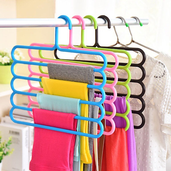 Hanger Jilbab 5 Susun / Hanger Gantungan Baju Pakaian Handuk  Magic Hanger Import 5 In 1 / Hanger Multifungsi / TV-45