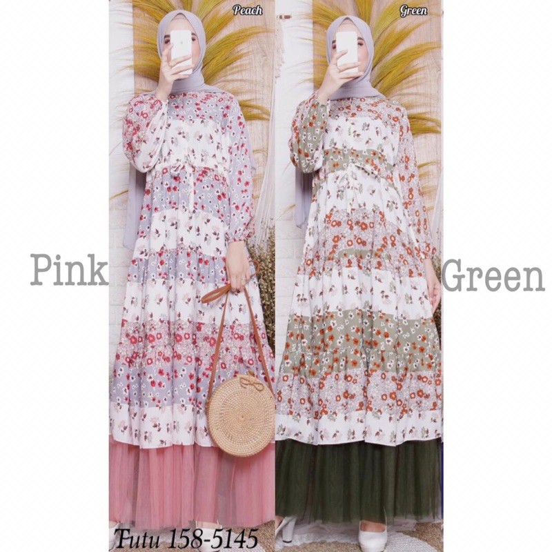 Gamis Tutu Tile / Gamis Wolfis Monalisa / Busui Serut Pinggang / 158-5145