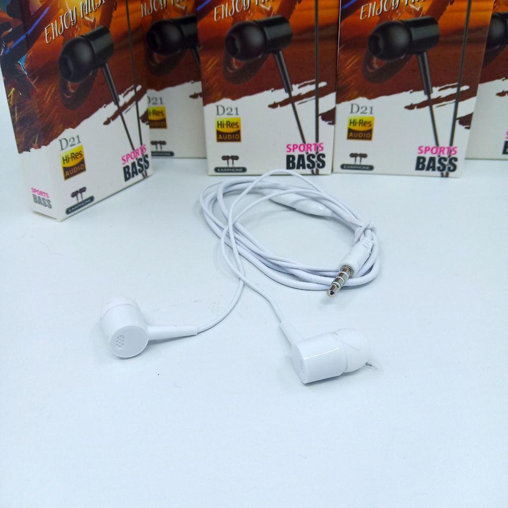 Handfree Earphone Stereo Headset D21 Sport Bass