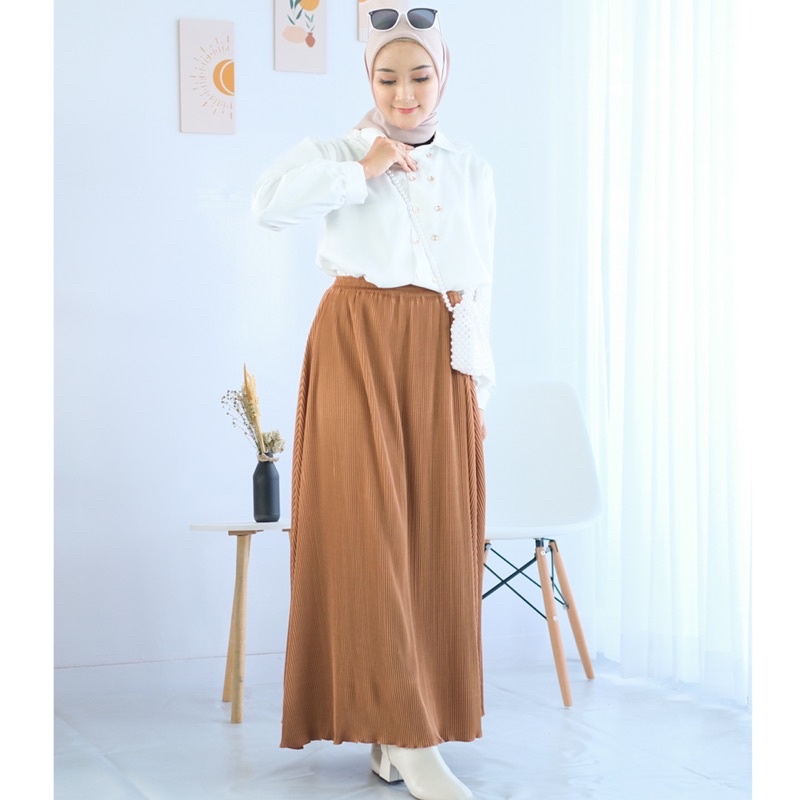 (AMD) ROK LIDI NESIA PLISKET LEBAR PLEATS SKIRT